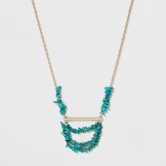 BaubleBar Jewelry - Sugarfix by BaubleBar Gold Bar Turquoise Pendant Necklace NWT